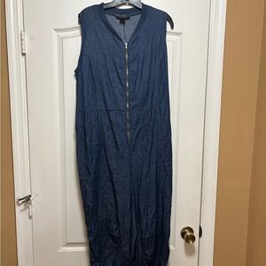 New York & Company Blue Denim Jumpsuit